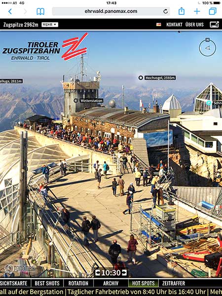 Bildschirmfoto der Webcam auf dem Gipfelplateau
