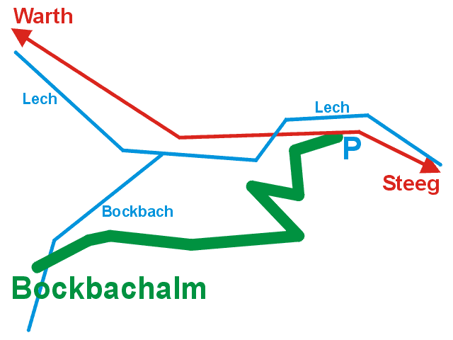 Grafik: Weg zur Bockbachalm