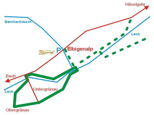 Grafik: Wiesenweg entlang des Lech